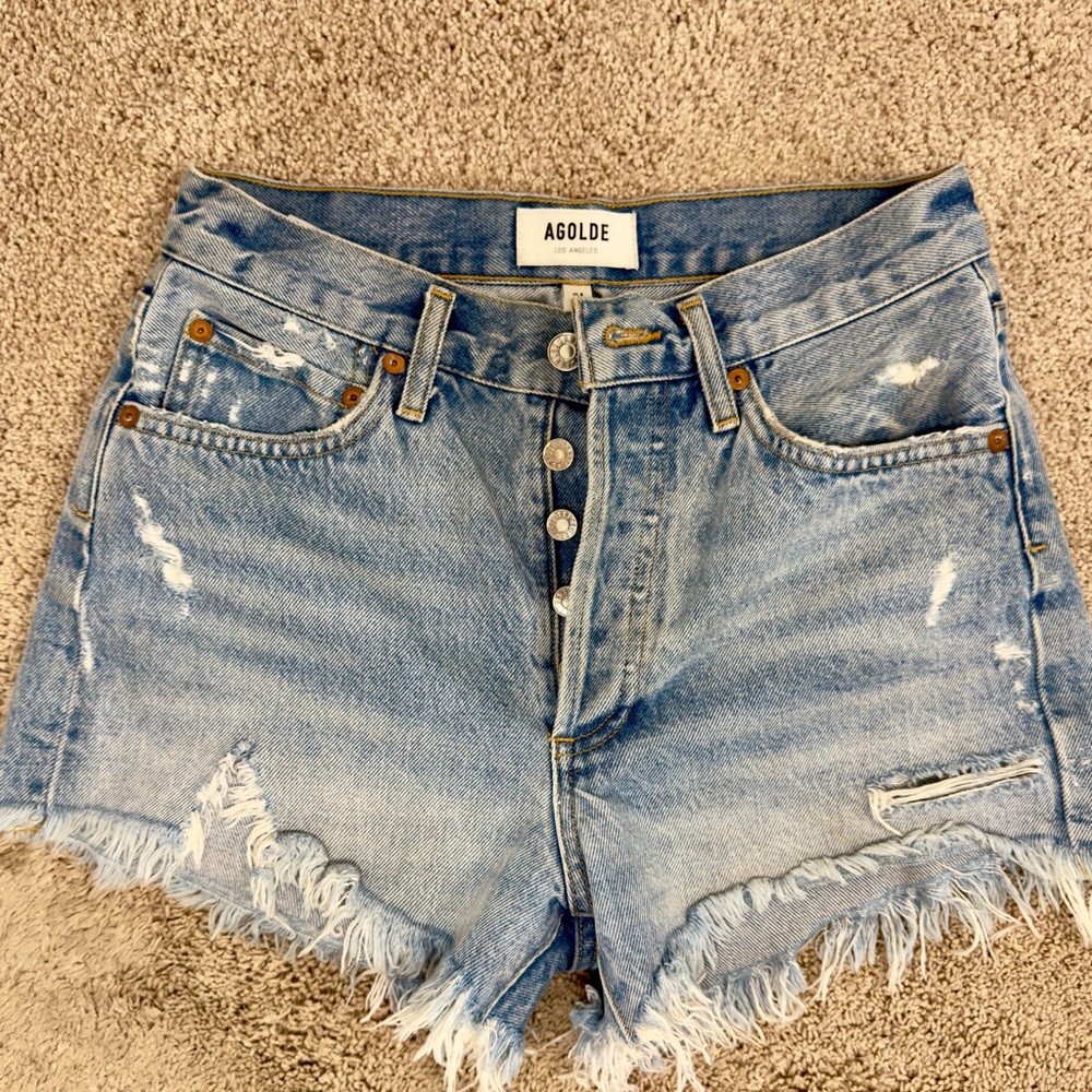 Agolde Jean Shorts Women 24 Parker Vintage Swapmeet Blue Cut Off Distressed 90s